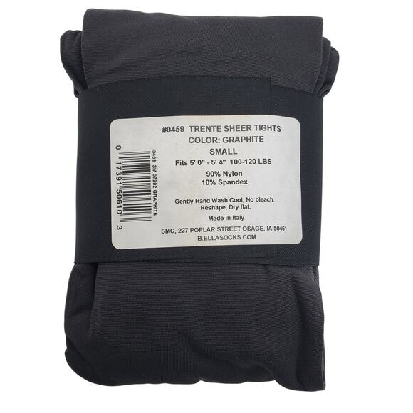 Graphite Sheer Tights SMALL Matte Semi Opaque Gray B.ella Trente NEW Hosiery - Picture 4 of 5